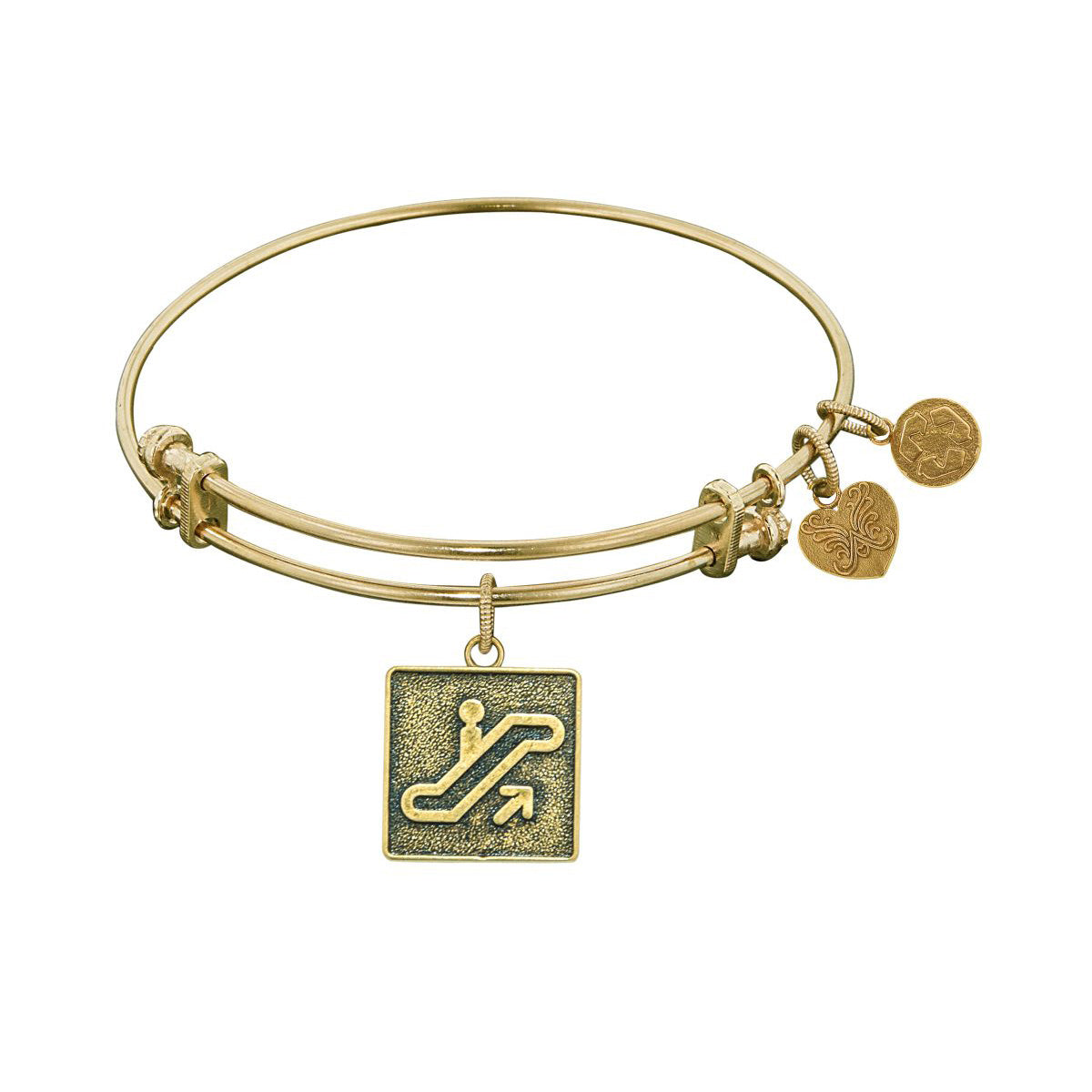 Stipple Finish Brass Escalator Of Life Angelica Bangle Bracelet, 7.25" fine designer jewelry for men and women