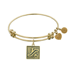 Stipple Finish Brass Escalator Of Life Angelica Bangle Bracelet, 7.25" fine designer jewelry for men and women