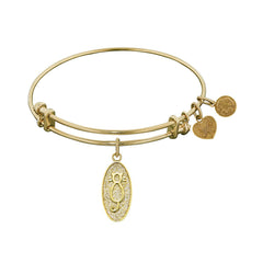 Stipple Finish Brass Cat Angelica Bangle Bracelet, 7.25"