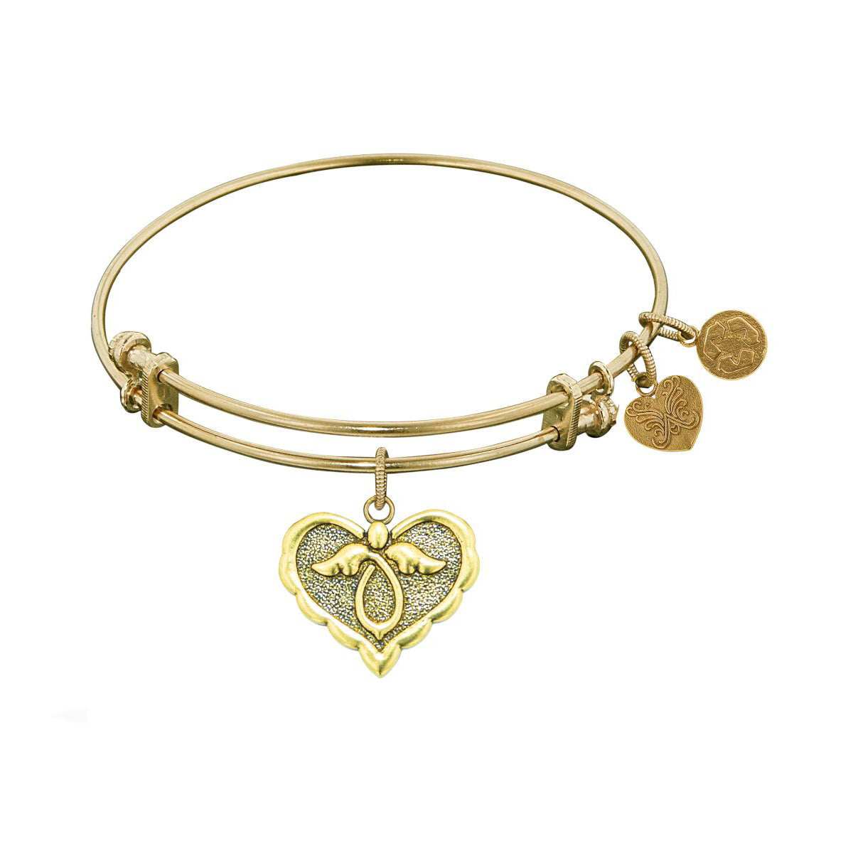 Stipple Finish Brass Angel Angelica Bangle Armband, 7,25" fina designersmycken för män och kvinnor