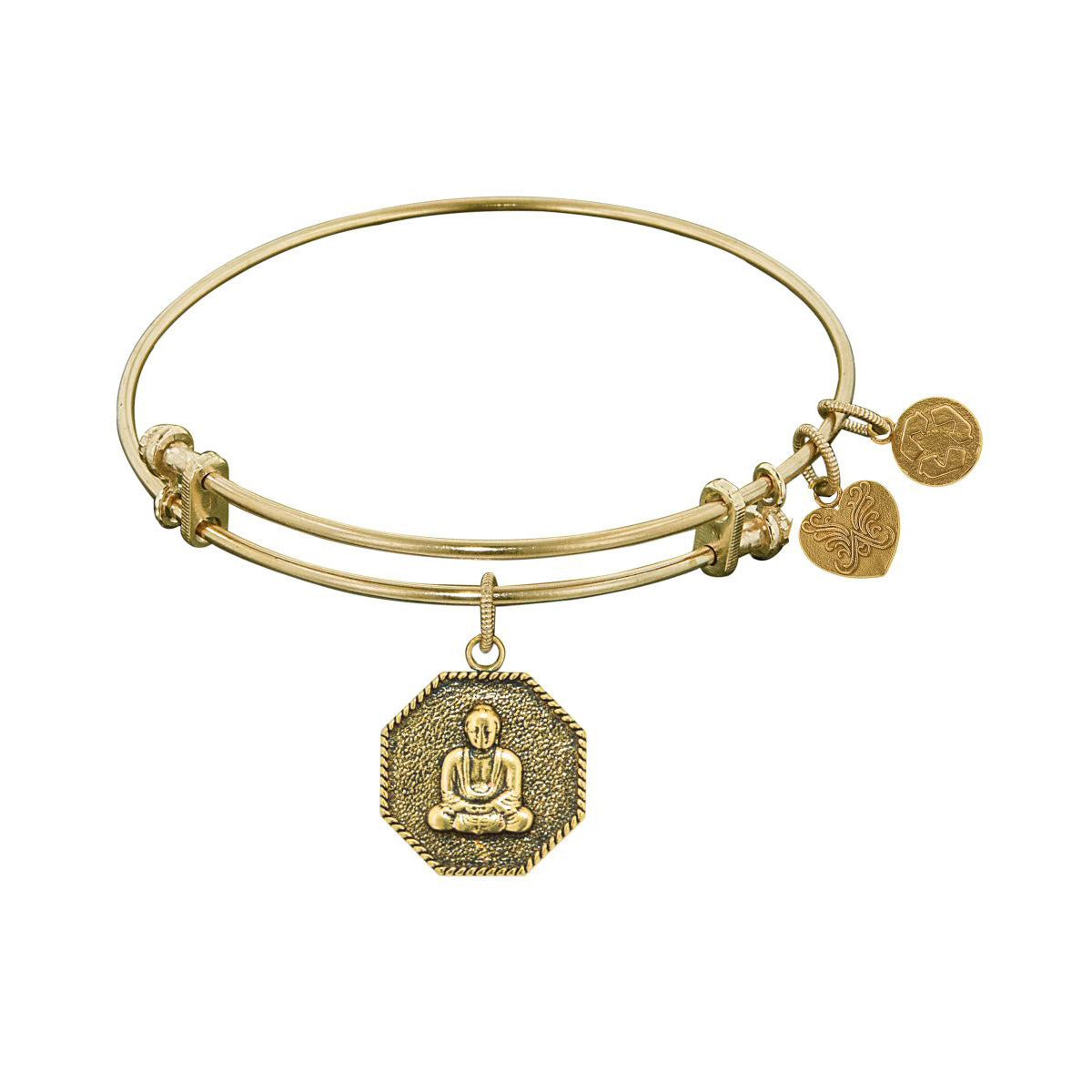 Bracelet jonc Bouddha Angeica en laiton finition pointillée, bijoux de créateur fins de 7,25 pouces pour hommes et femmes