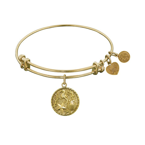 Stipple Finish Brass The Sea Angelica Bangle Bracelet, 7.25"
