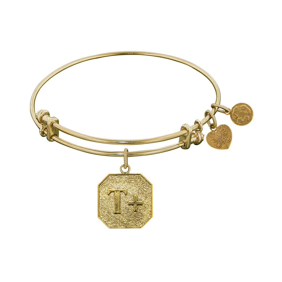 Stipple Finish Brass Think Positive Angelica Bangle Armband, 7,25" fina designersmycken för män och kvinnor