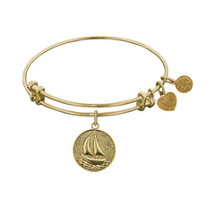 Stipple Finish Brass Sailing Angelica Bangle Armband, 7,25" fina designersmycken för män och kvinnor