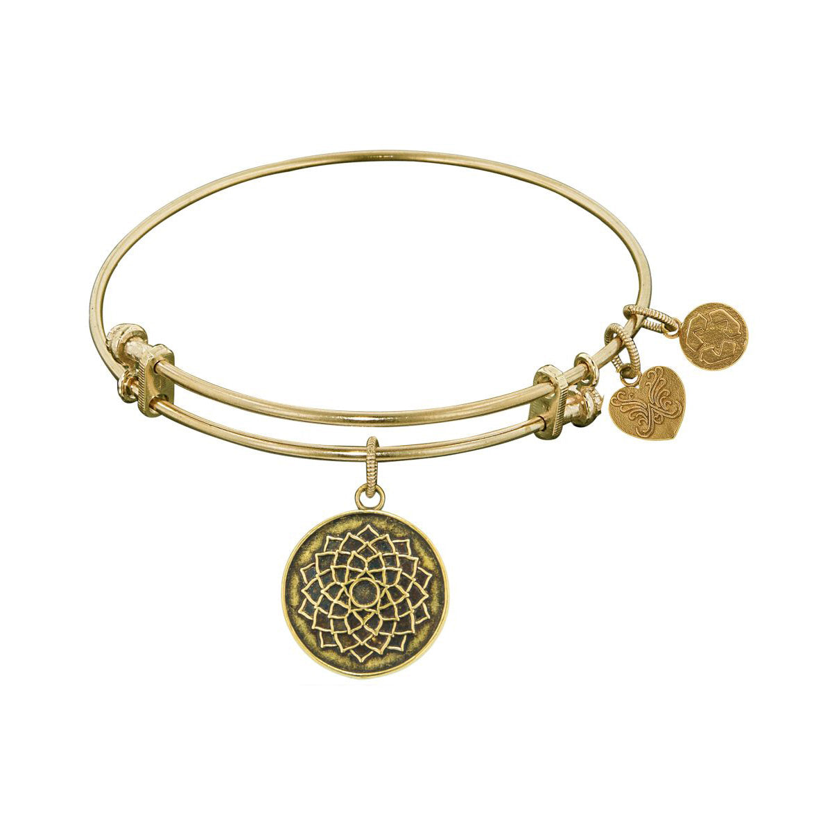 Bracelet jonc angélique fleur de lotus en laiton finition lisse, bijoux de créateur fins de 7,25 pouces pour hommes et femmes