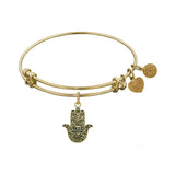 Stipple Finish Brass Hamsa Angelica Bangle Bracelet, 7.25"