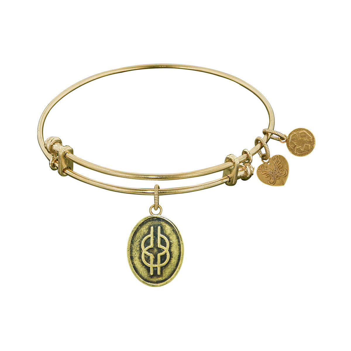 Smooth Finish Brass Wisdom Knot Angelica Bangle Bracelet, 7.25" fine designer jewelry for men and women