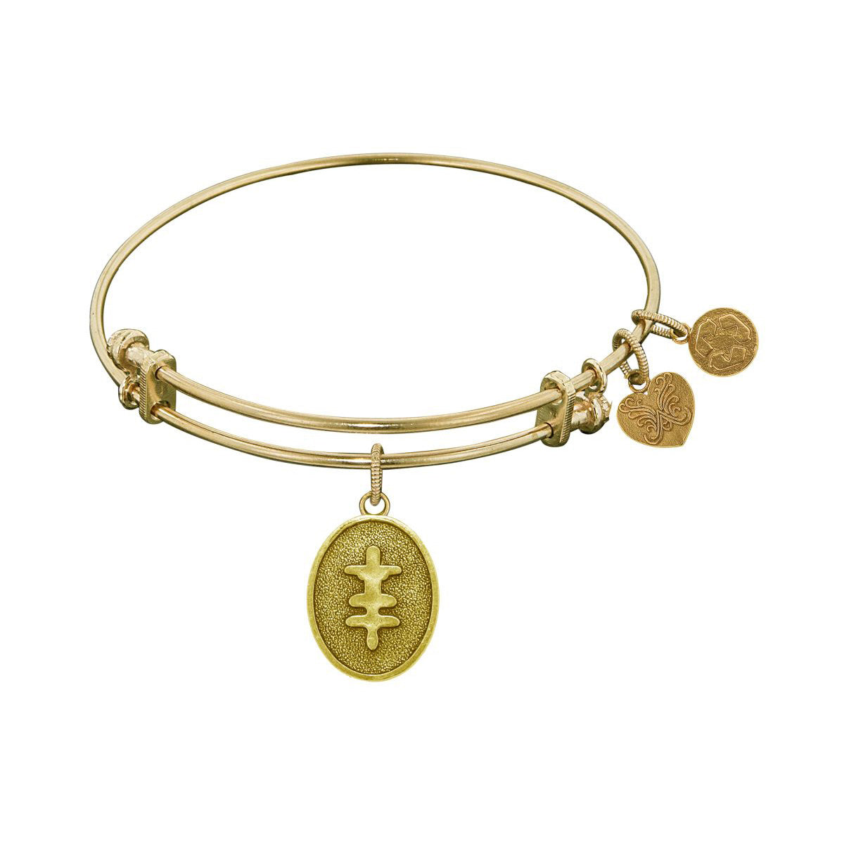 Stipple Finish Brass Strength And Bravery Angelica Bangle Armband, 7,25" fina designersmycken för män och kvinnor