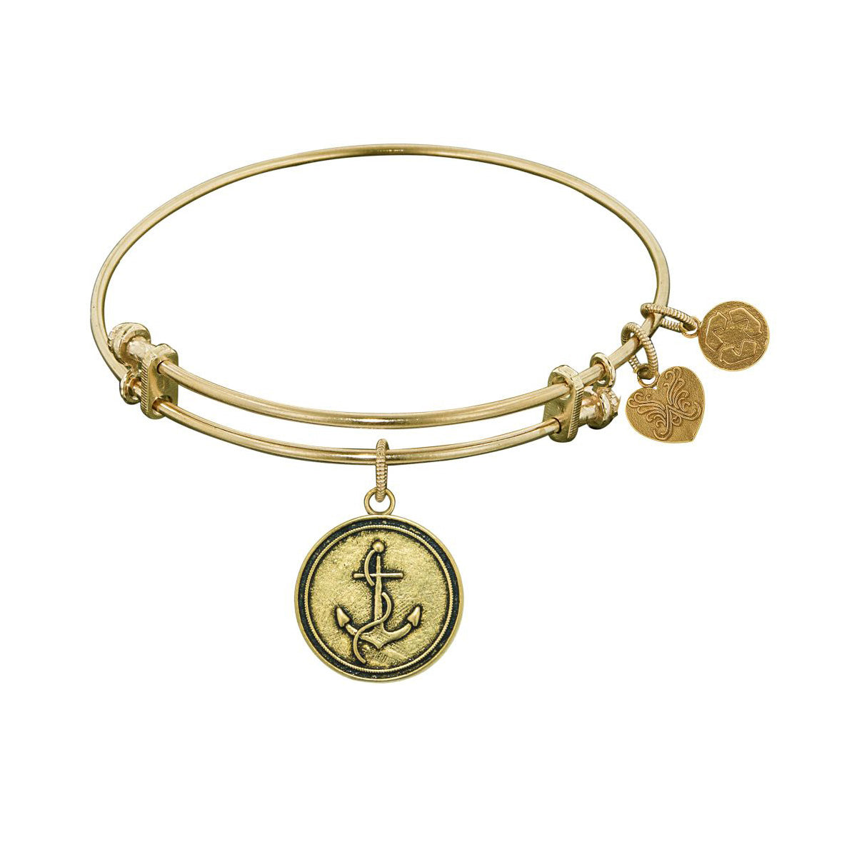 Finish Brass Anchor Angelica Bangle Bracelet, 7.25" fine designer jewelry for men and women