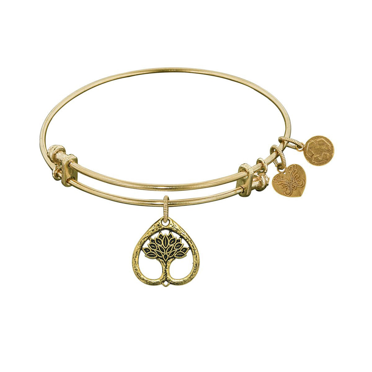 Stipple Finish Brass Tree Of Life Angelica Bangle Armband, 7,25" fina designersmycken för män och kvinnor