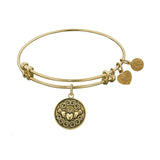 Smooth Finish Brass Claddagh Angelica Bangle Bracelet, 7.25"