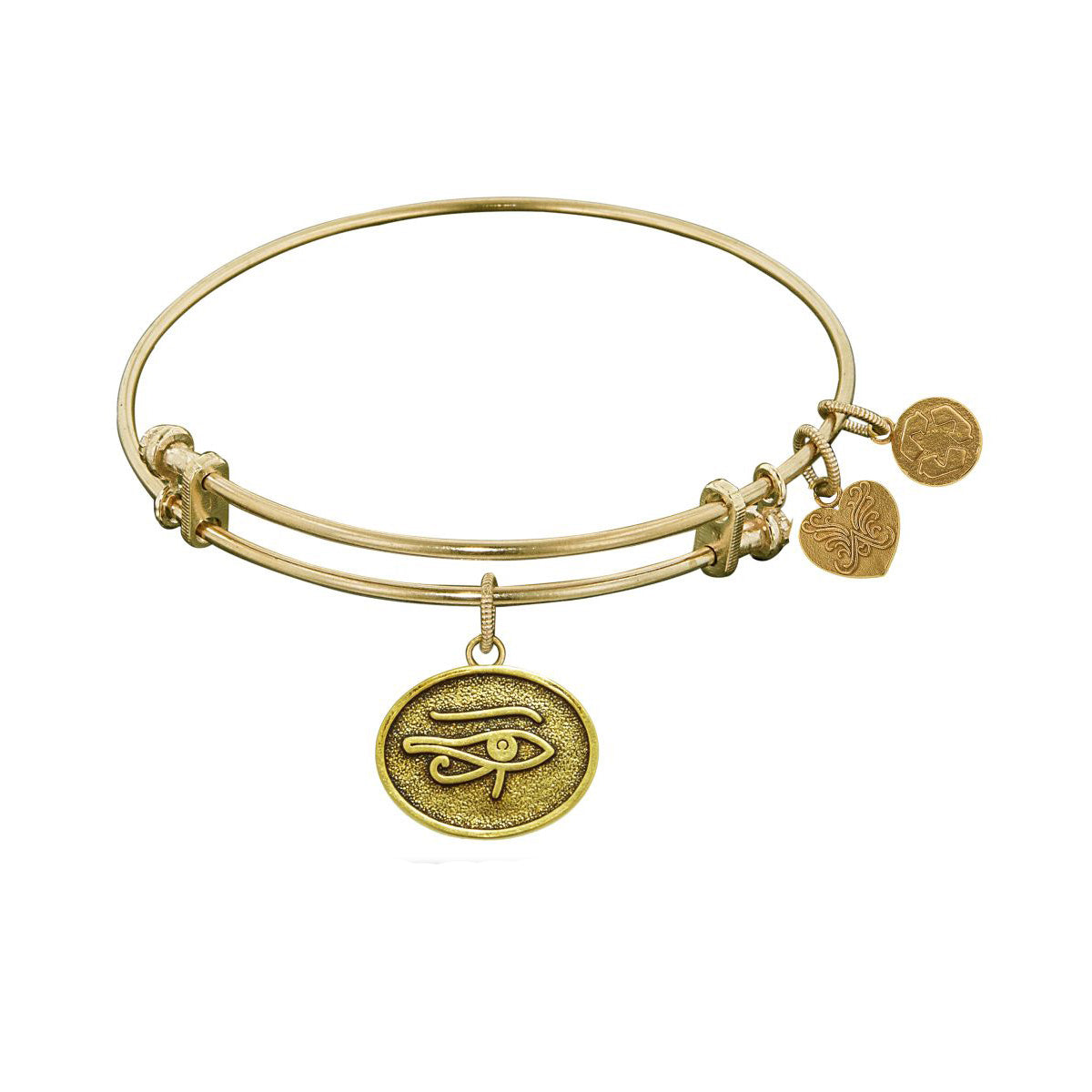Stipple Finish Brass Eye of Horus Angelica Bangle Bracelet, 7.25" fine designer jewelry for men and women