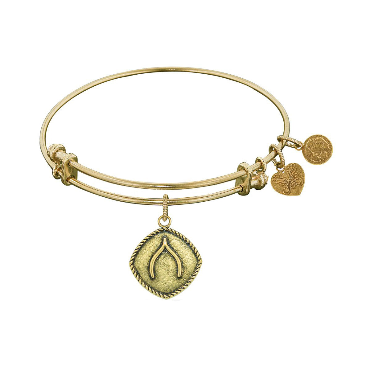 Smooth Finish Brass Wishbone Angelica Bangle Bracelet, 7.25" fine designer jewelry for men and women