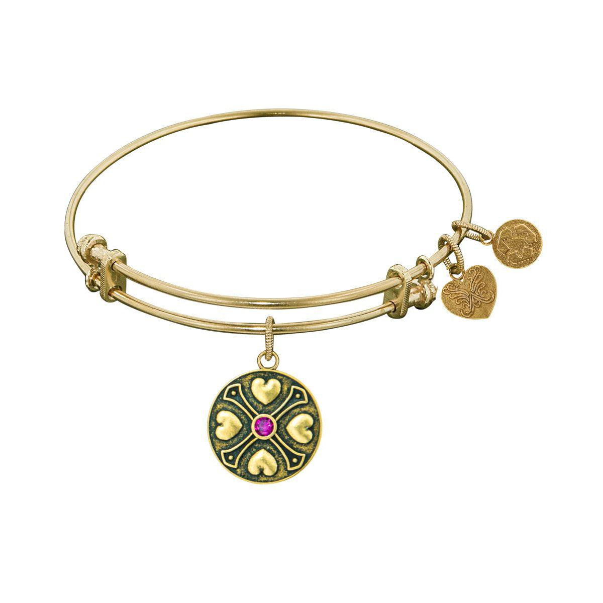 Bracelet jonc Angelica avec pierre de naissance de février en laiton, bijoux de créateur fins de 7,25 pouces pour hommes et femmes