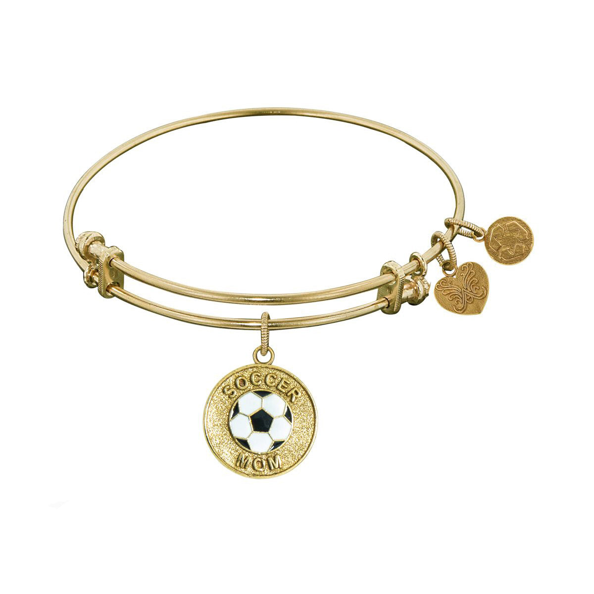 Stipple Finish Brass Soccer Mom Angelica Bangle Bracelet, 7.25" fine designer jewelry for men and women