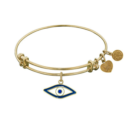 Stipple Finish Brass Evil Eye Angelica Bangle Bracelet, 7.25"