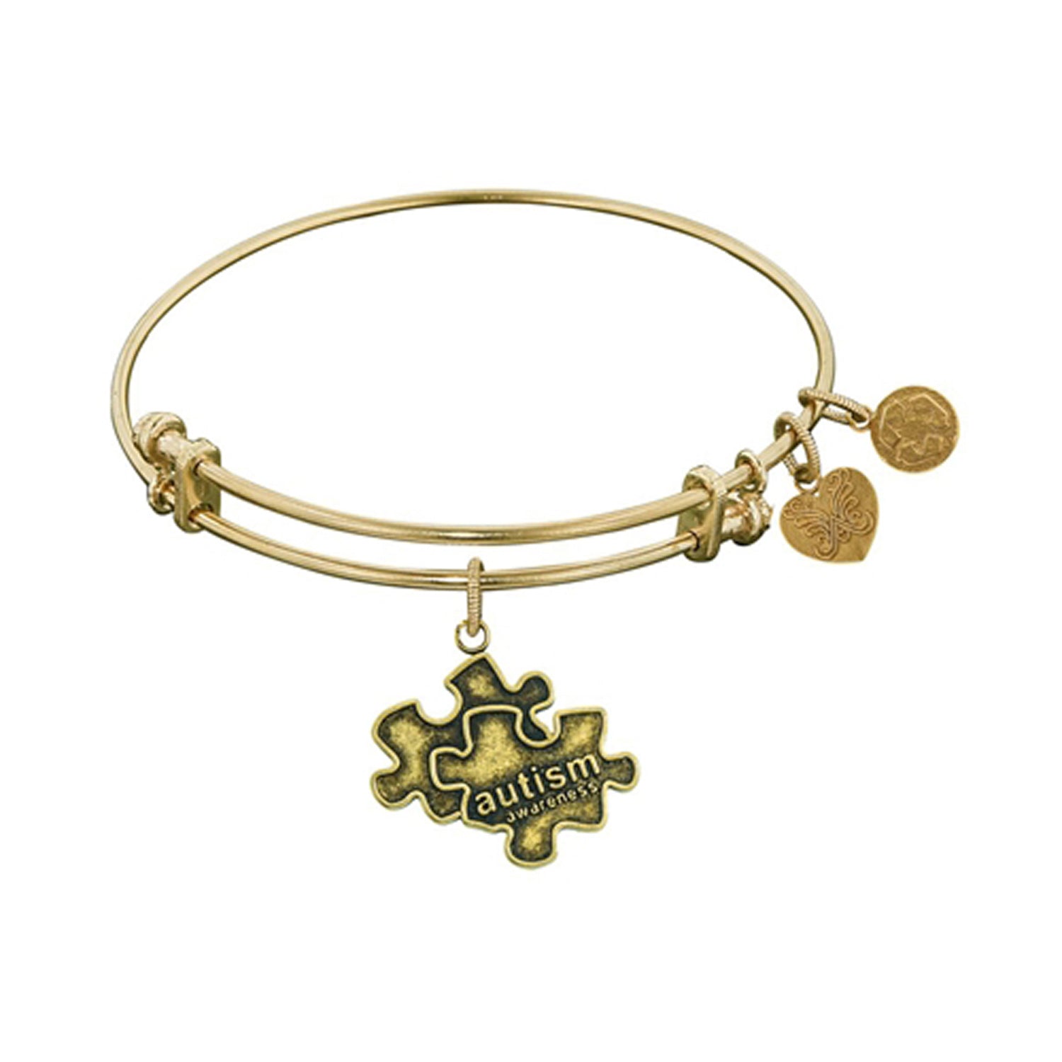 Smooth Finish Brass Generation Rescue Autism Angelica Bangle Bracelet, 7.25-inch
