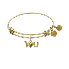 Stipple Finish Brass Heart Angelica Bangle Bracelet, 7.25" fine designer jewelry for men and women