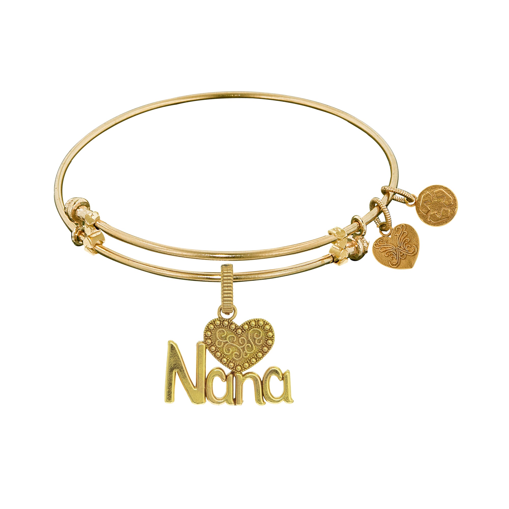 Nana With Heart Charm Expandable Bangle Bracelet, 7.25"