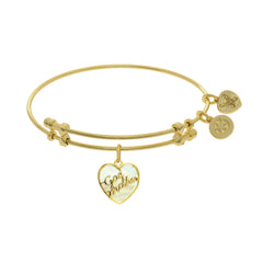 Godmother Charm With Synthetic Mother Of Pearl Expandable Bangle Bracelet, 7.25" fine designer jewelry for men and women