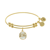 Grand Mother Charm With Synthetic Mother Of Pearl Expandable Bangle Bracelet, 7.25"