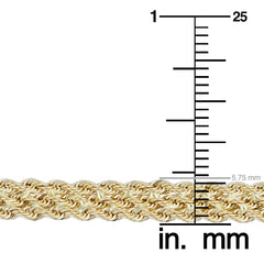 Pulsera de cuerda semisólida de triple hilera de oro amarillo de 10 quilates, joyería fina de diseño de 7,5" para hombres y mujeres