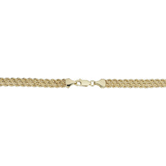 Bracelet en corde semi-solide à triple rangée en or jaune 10 carats, bijoux de créateurs fins de 7,5 pouces pour hommes et femmes