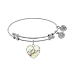 Godmother Charm With Synthetic Mother Of Pearl Expandable Bangle Bracelet, 7.25"