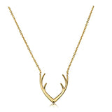 14k Yellow Gold Antler Adjustable Necklace, 18"
