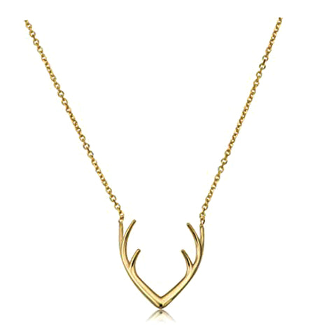 14k Yellow Gold Antler Adjustable Necklace, 18"