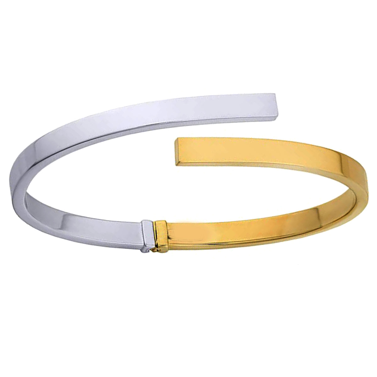 10k Yellow And White Gold Bypass Women's Bangle Bracelet, 7" fine designer jewelry for men and women
