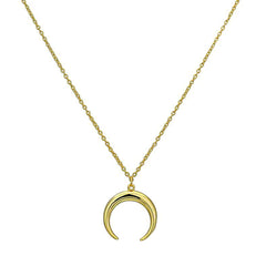 Collar con colgante de luna creciente de oro de 14 quilates, joyería fina de diseño de 18" para hombres y mujeres