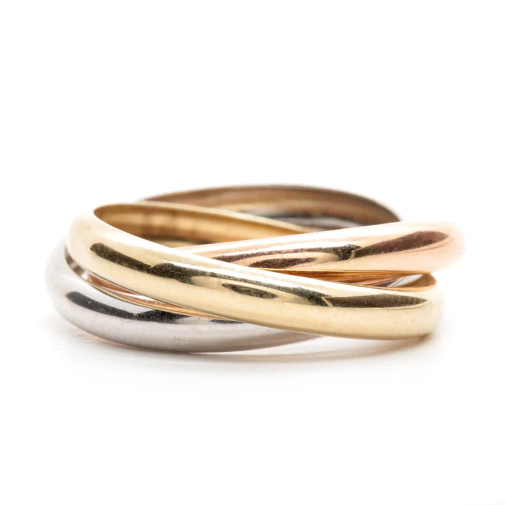 14K Gold Trinity Tri-Color Hollow Rolling Ring