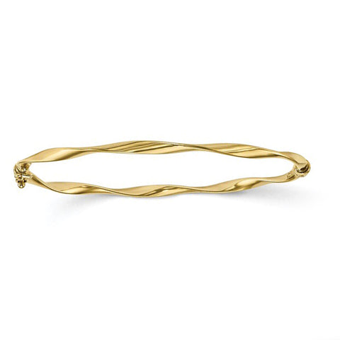 10k Yellow Gold Twisted Women's Bangle Bracelet, 7.75"