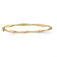 10k Yellow Gold Twisted Women's Bangle Bracelet, 7.75" fine designer jewelry for men and women