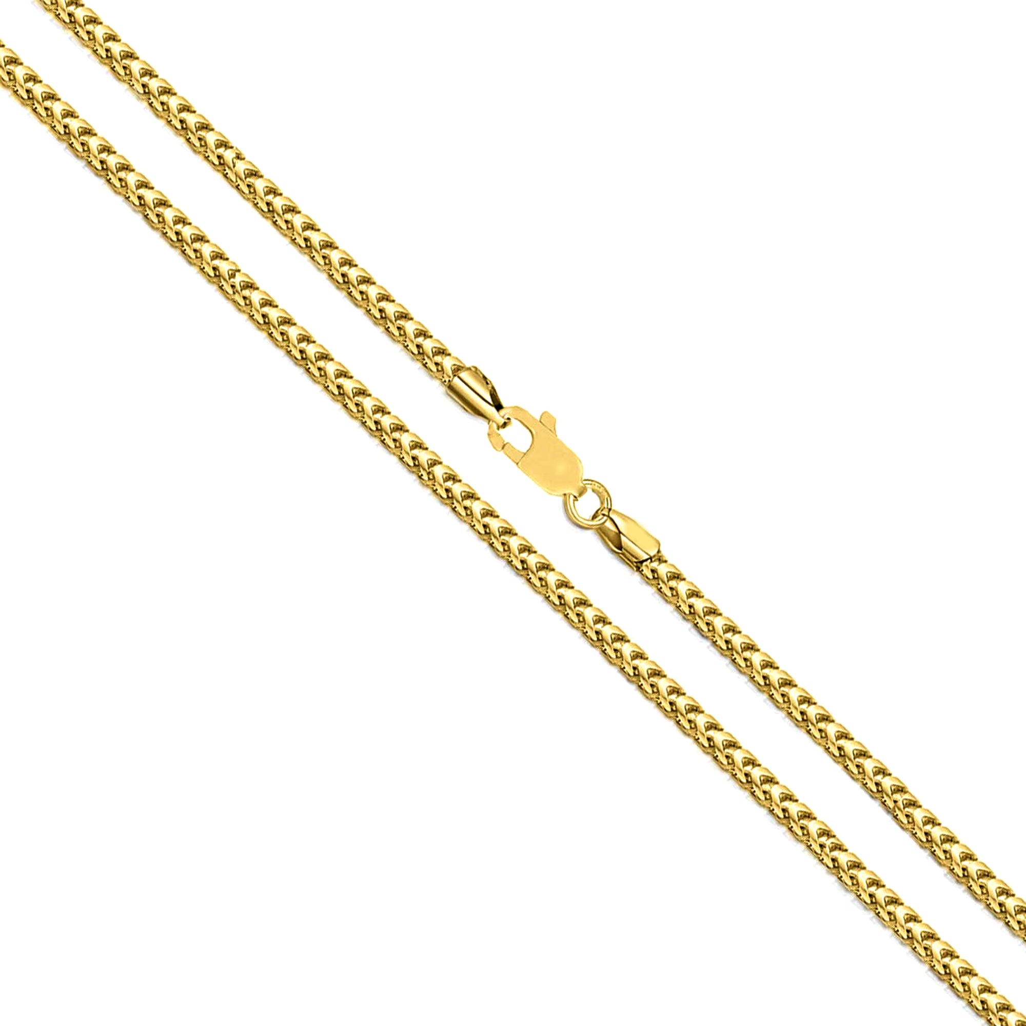 14k Yellow Solid Gold Franco Chain Necklace, 0.9mm