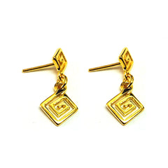 Sterling Sølv 18 Karat Guld Overlay græske Key Drop Øreringe fine designer smykker til mænd og kvinder