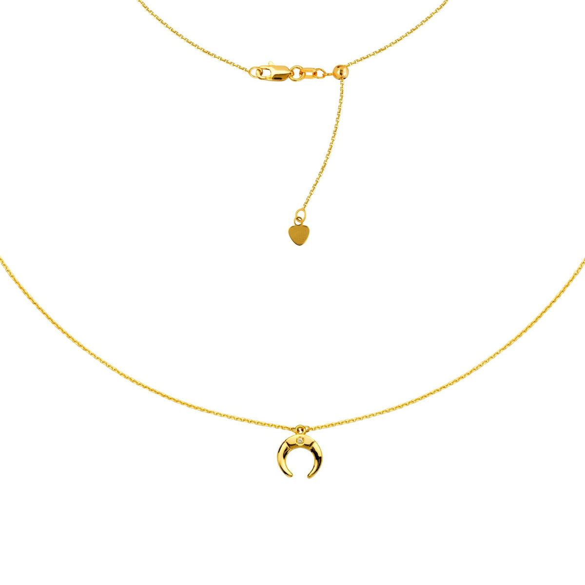 Half Moon Choker 14k Yellow Gold Necklace, 16" Adjustable