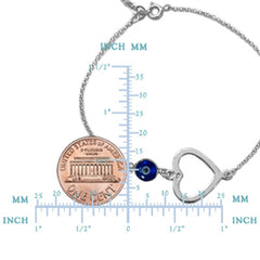 Heart Double Sided Evil Eye Adjustable Bracelet Sterling Silver, 7" to 8.5" - JewelryAffairs