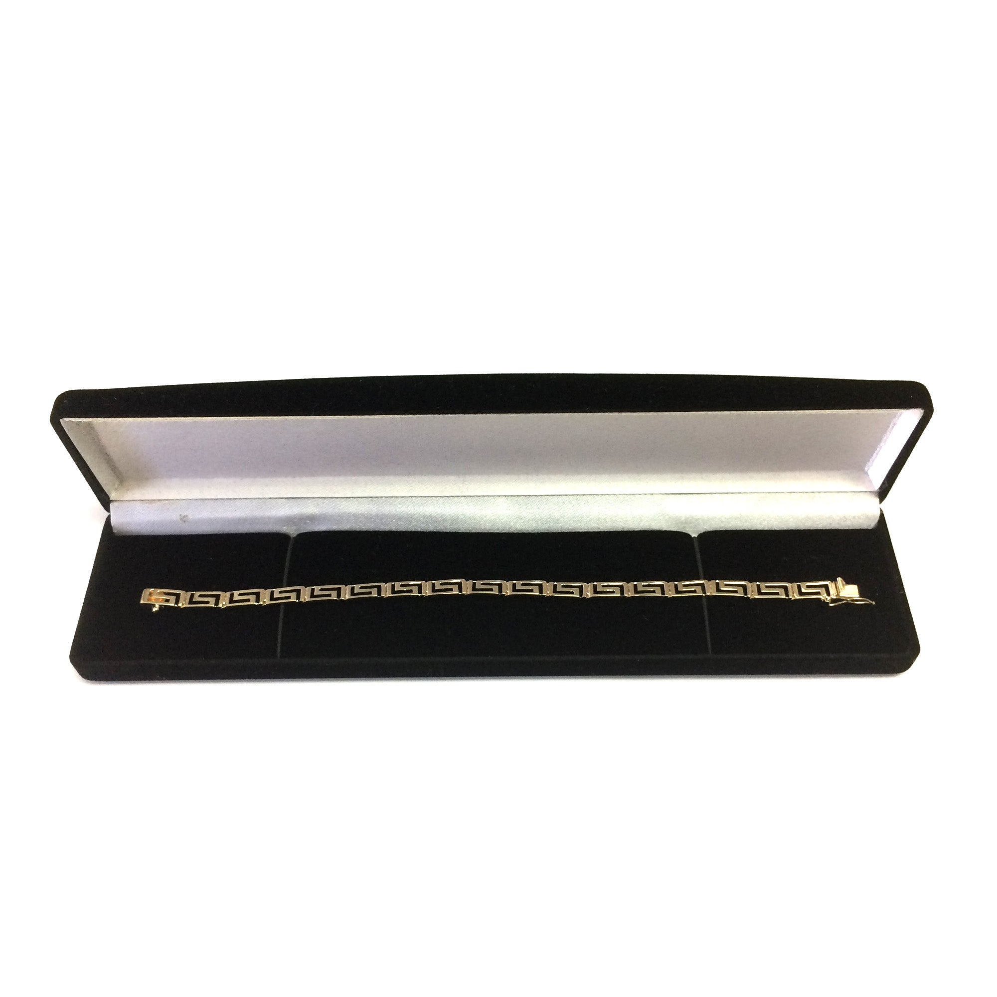14k Yellow Gold Greek Key Link Bracelet, 7.25" fine designer jewelry for men and women