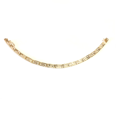 14k Yellow Gold Greek Key Link Bracelet, 7.25"