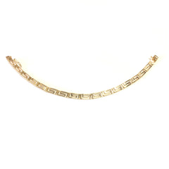 Bracciale a maglie con chiave greca in oro giallo 14k, gioielli di design da 7,25" per uomini e donne