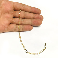 14k Yellow Gold Paperclip Chain Bracelet, 7"