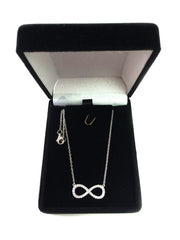 Infinity Sign Link And CZ Necklace In Sterling Silver, 18" - JewelryAffairs
