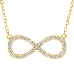 Infinity Sign Link And CZ Necklace In Yellow Color Finish Sterling Silver, 18" - JewelryAffairs
