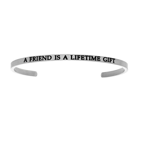 Intuitions Stainless Steel A FRIEND IS A LIFETIME GIFT Diamond Accent Cuff Bangle Bracelet