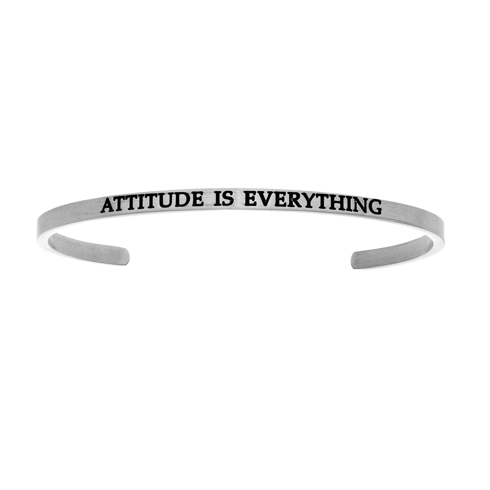 Intuitions Acier inoxydable ATTITUDE EST TOUT Diamant Accent Cuff Bracelet Bracelet bijoux de créateurs fins pour hommes et femmes