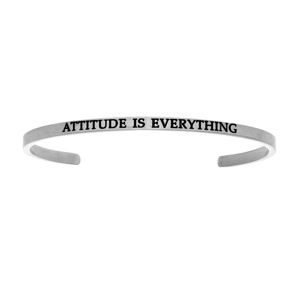 Intuitions Stainless Steel ATTITUDE IS EVERYTHING Diamond Accent Cuff Bangle Bracelet