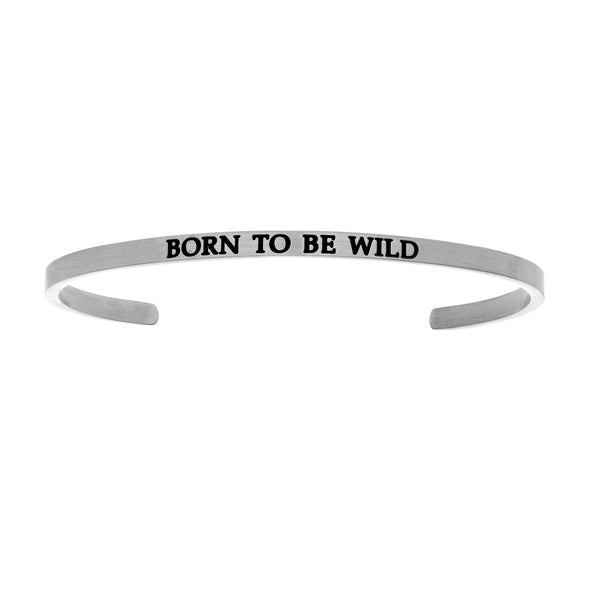 Intuitions Stainless Steel BORN TO BE WILD Diamond Accent Cuff Bangle Bracelet