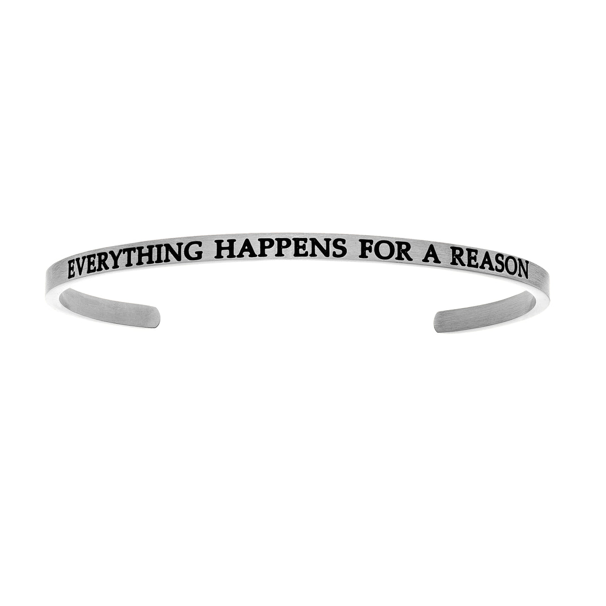 Intuitions Stainless Steel EVERYTHING HAPPENS FOR A REASON Diamond Accent Cuff Bangle Bracelet